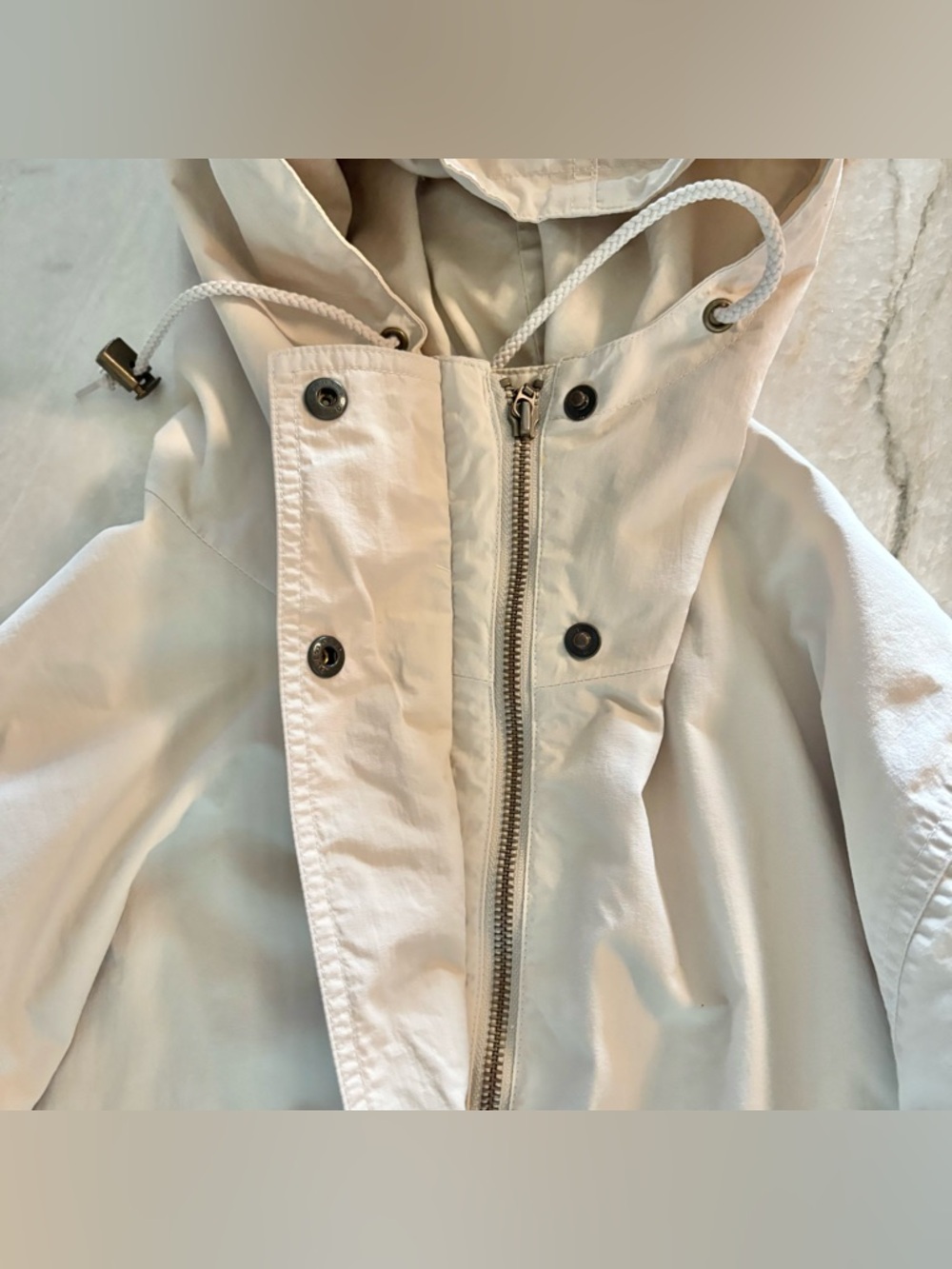 Eddie Bauer WeatherEdge Rain Jacket Womens S Hooded Utility Coat Beige Full Zip - Picture 7 of 11